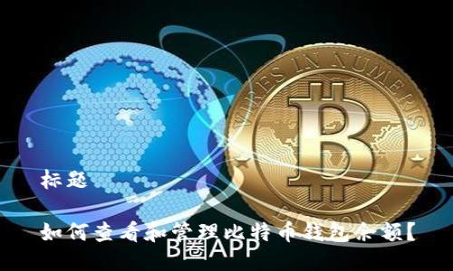 标题

如何查看和管理比特币钱包余额？